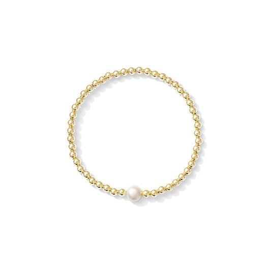 Stretchy Single Pearl Bracelet - GOLD FILL - Kaylie Dawn