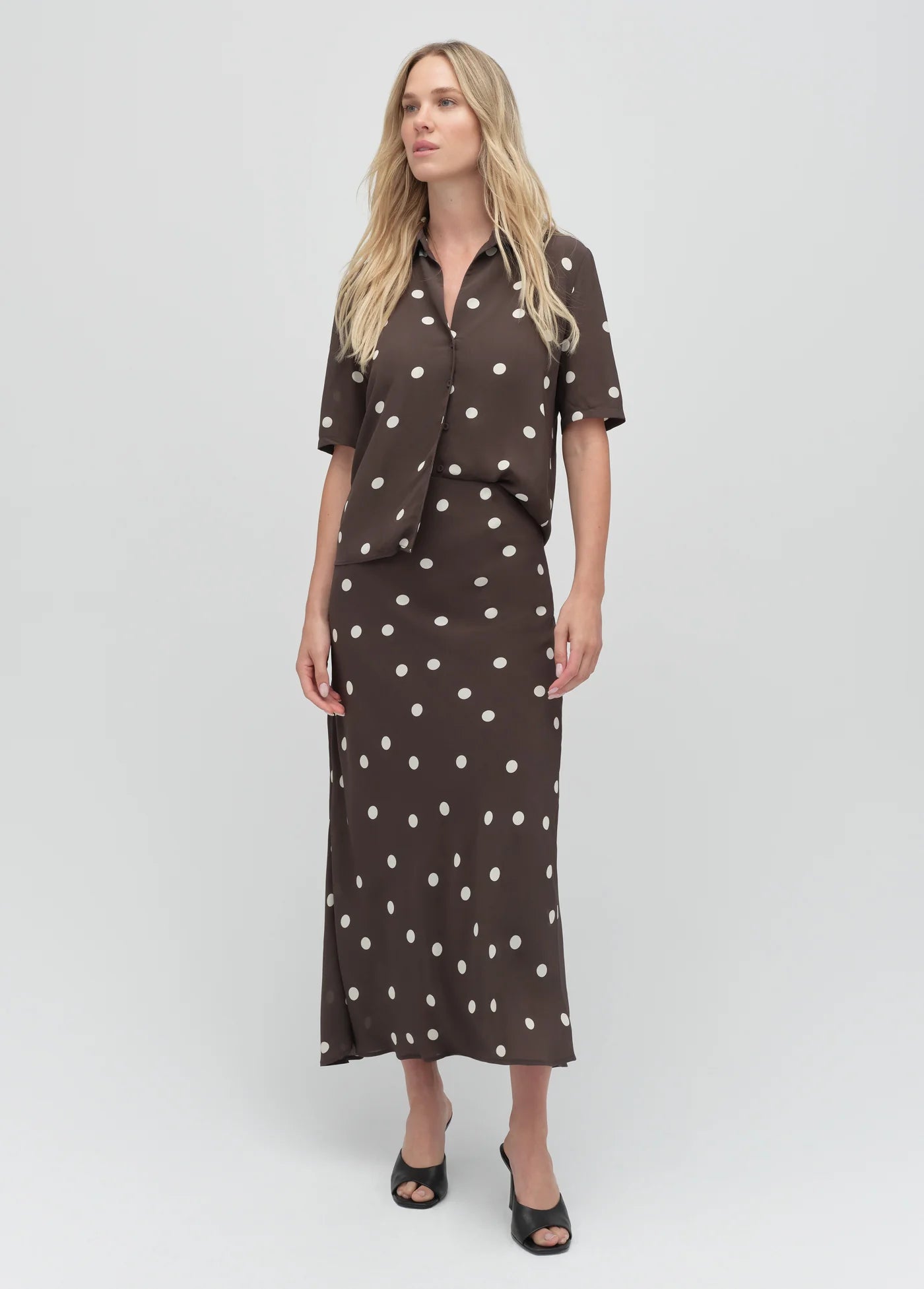 The Favorite Skirt - Espresso Polka Dot - Favorite Daughter