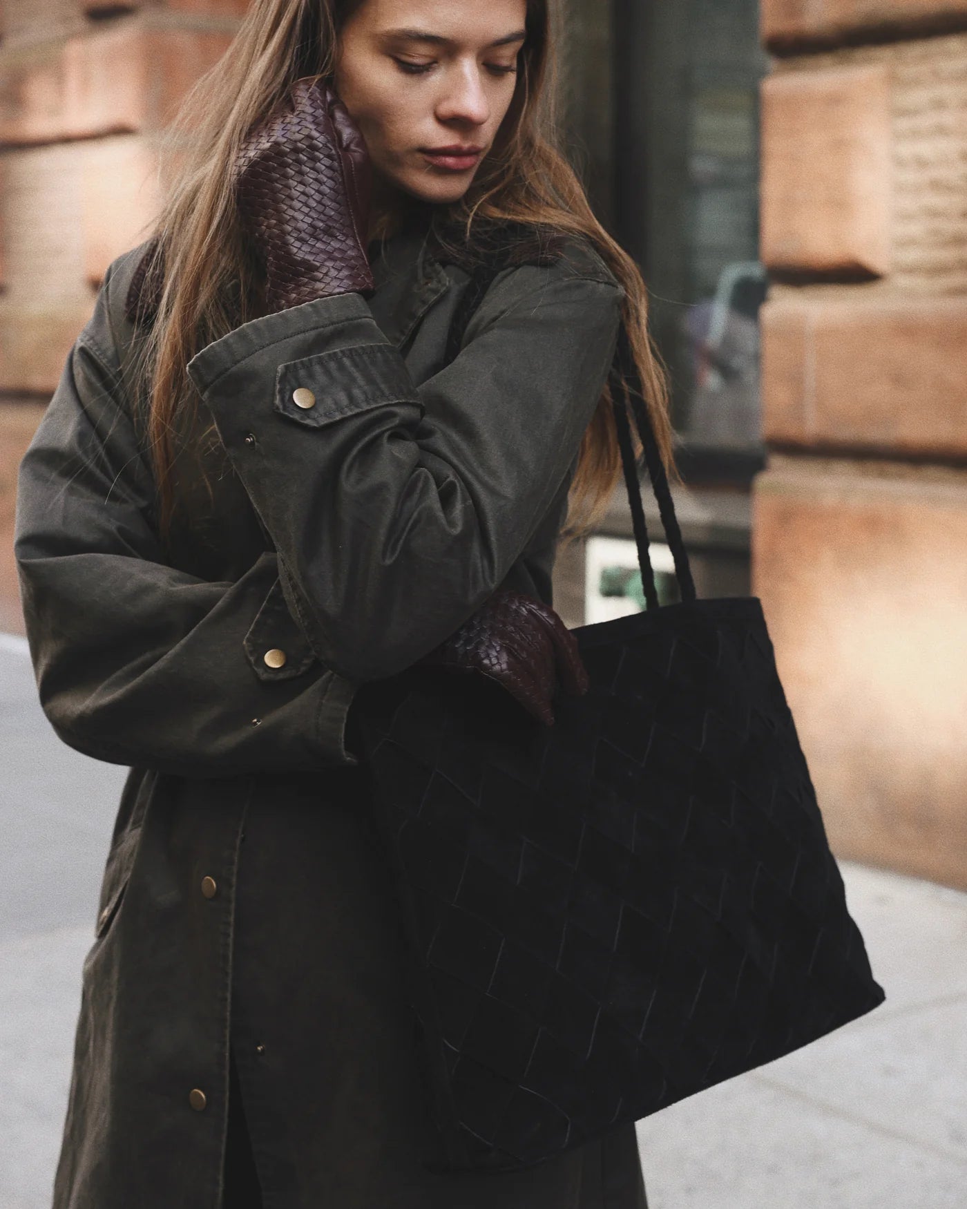 Gabrielle Bag - Grande Weave Black Suede - Bembien