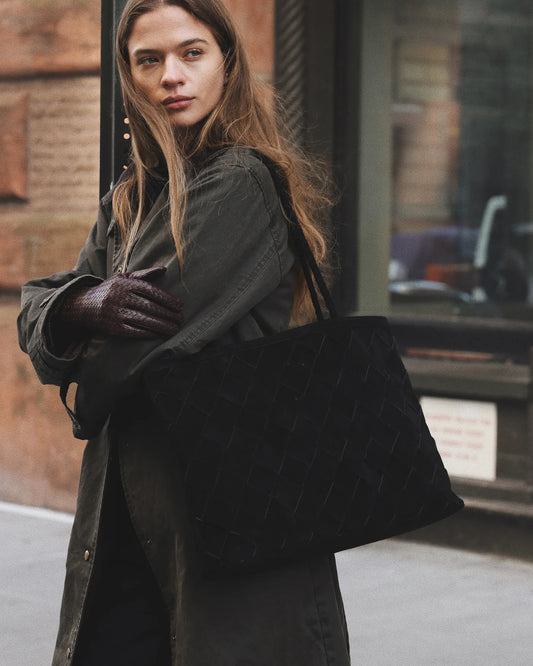 Gabrielle Bag - Grande Weave Black Suede - Bembien