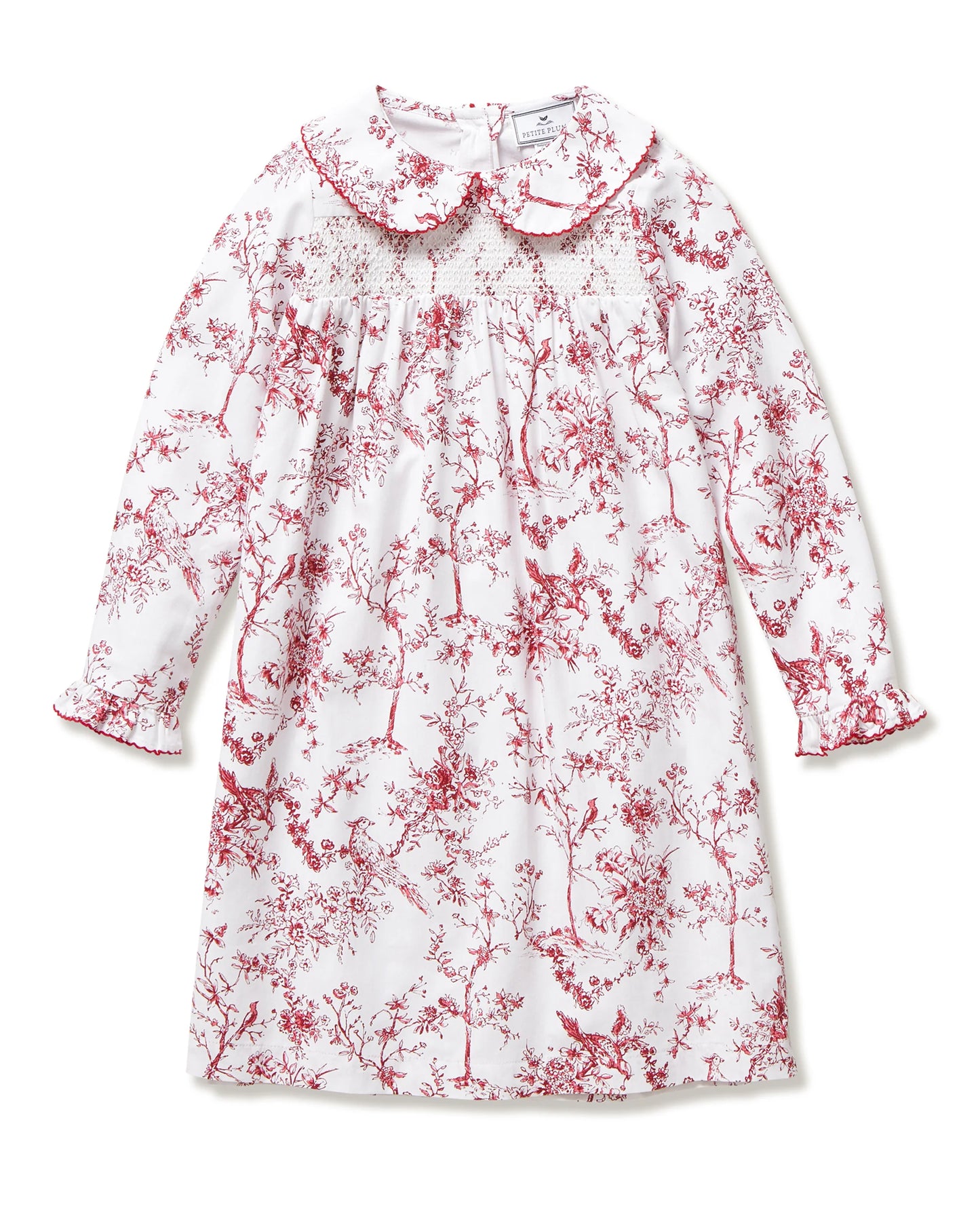 Girl's Twill Eloise Nightgown in Red Timeless Toile - Petite Plume