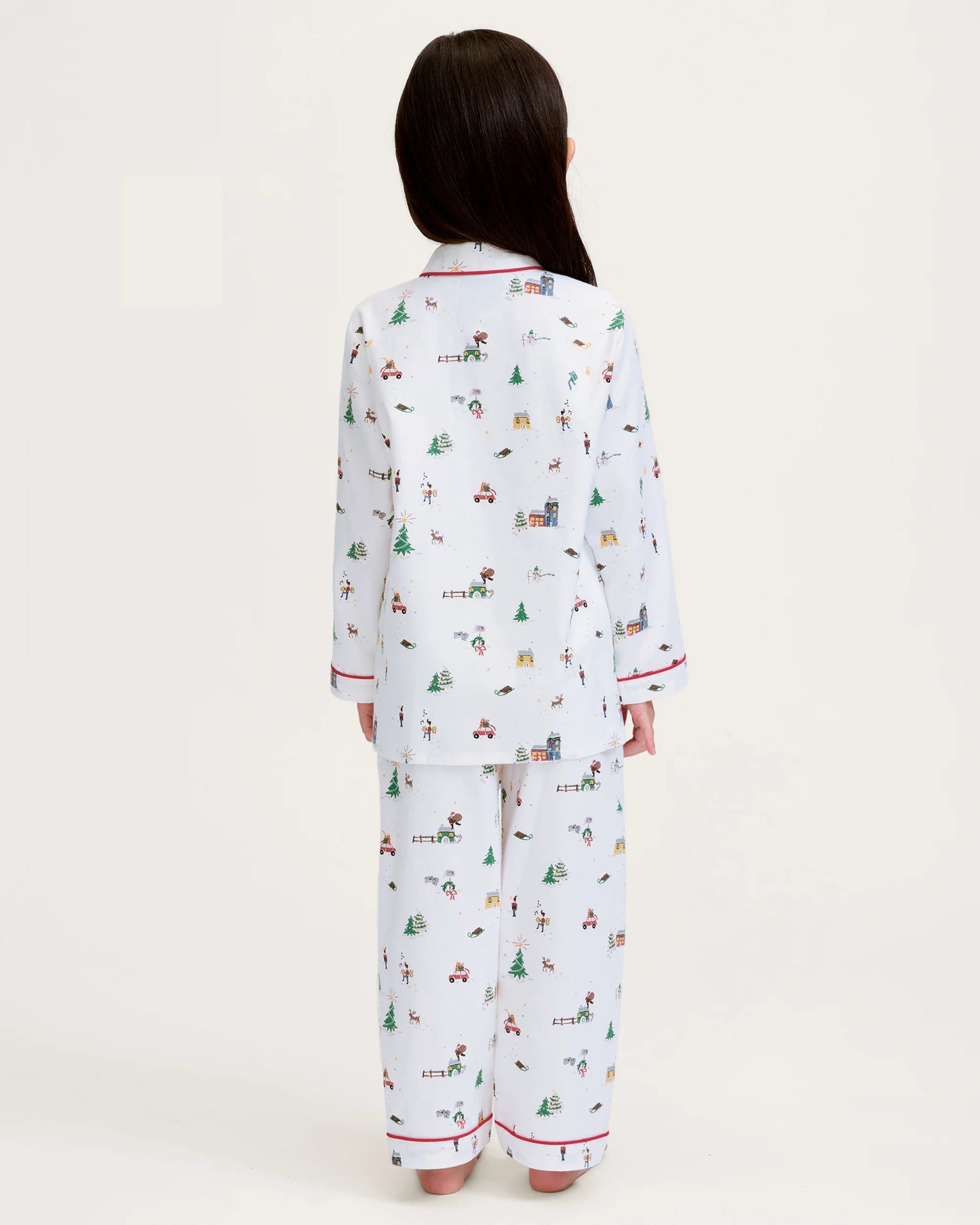 Kid's Twill Pajama Set in Holiday Town - Petite Plume