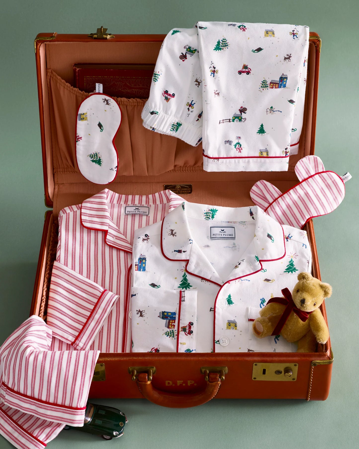 Kid's Twill Pajama Set in Holiday Town - Petite Plume