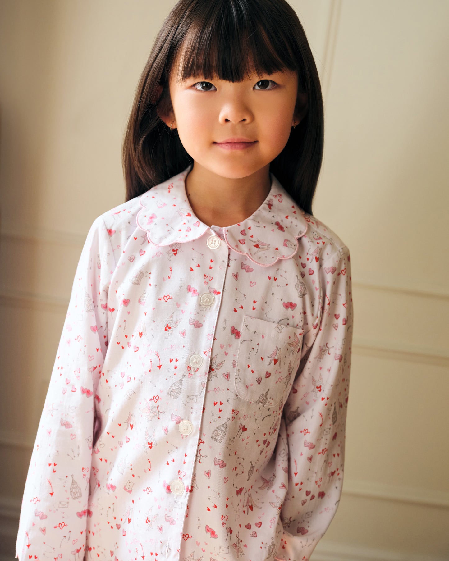 Kid's Twill Colette Pajama Set in Love Song - Petite Plume