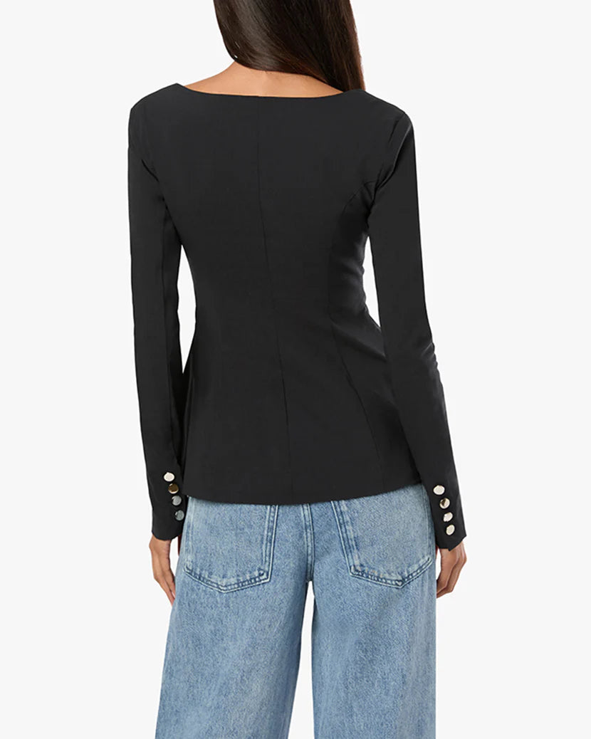 Boatneck Peplum Blazer - Black - We Wore What