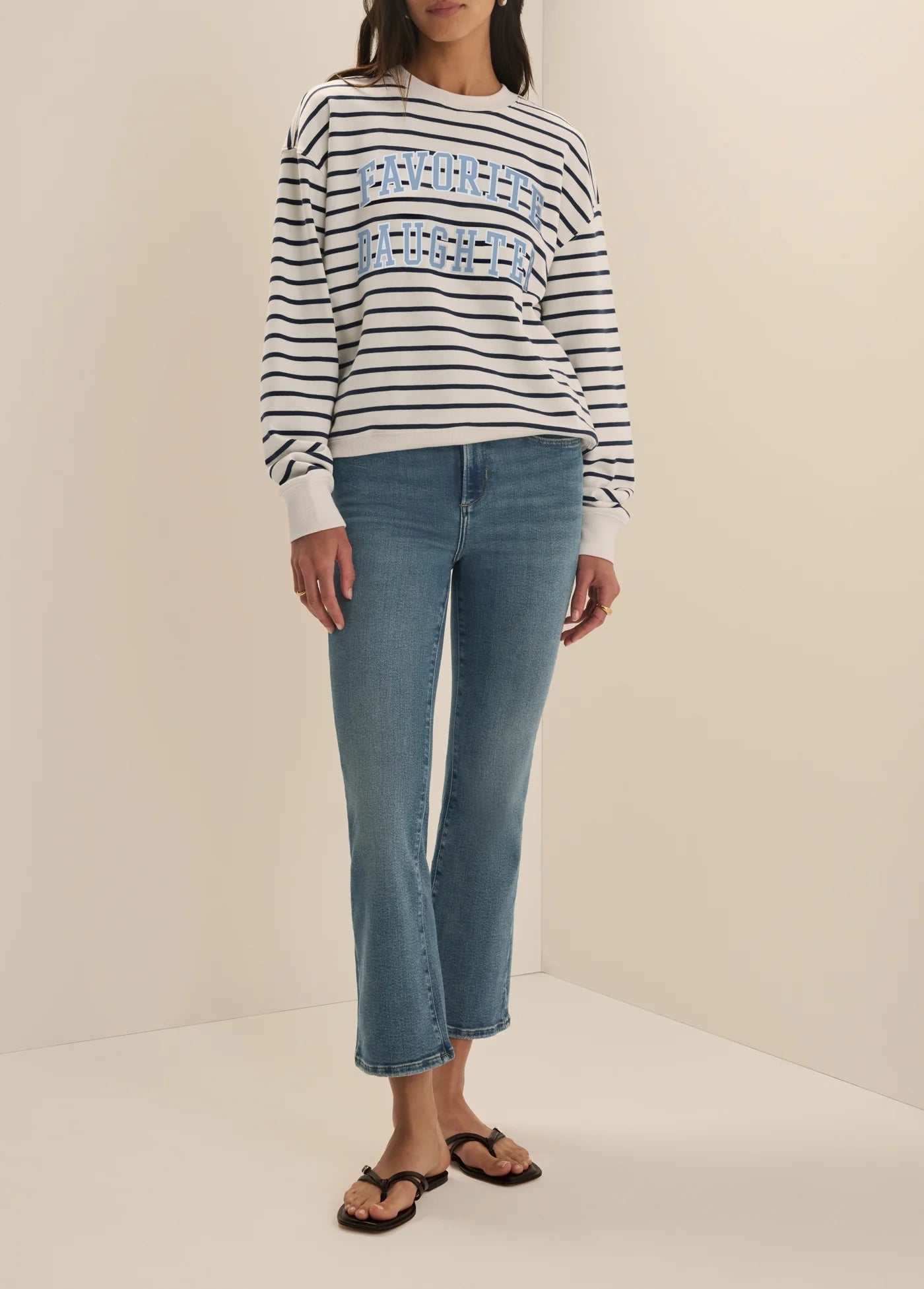 The Collegiate Classic Sweatshirt - Striped - Favorite Daughter