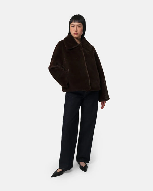 Elis Faux Fur Coat - Espresso - Apparis