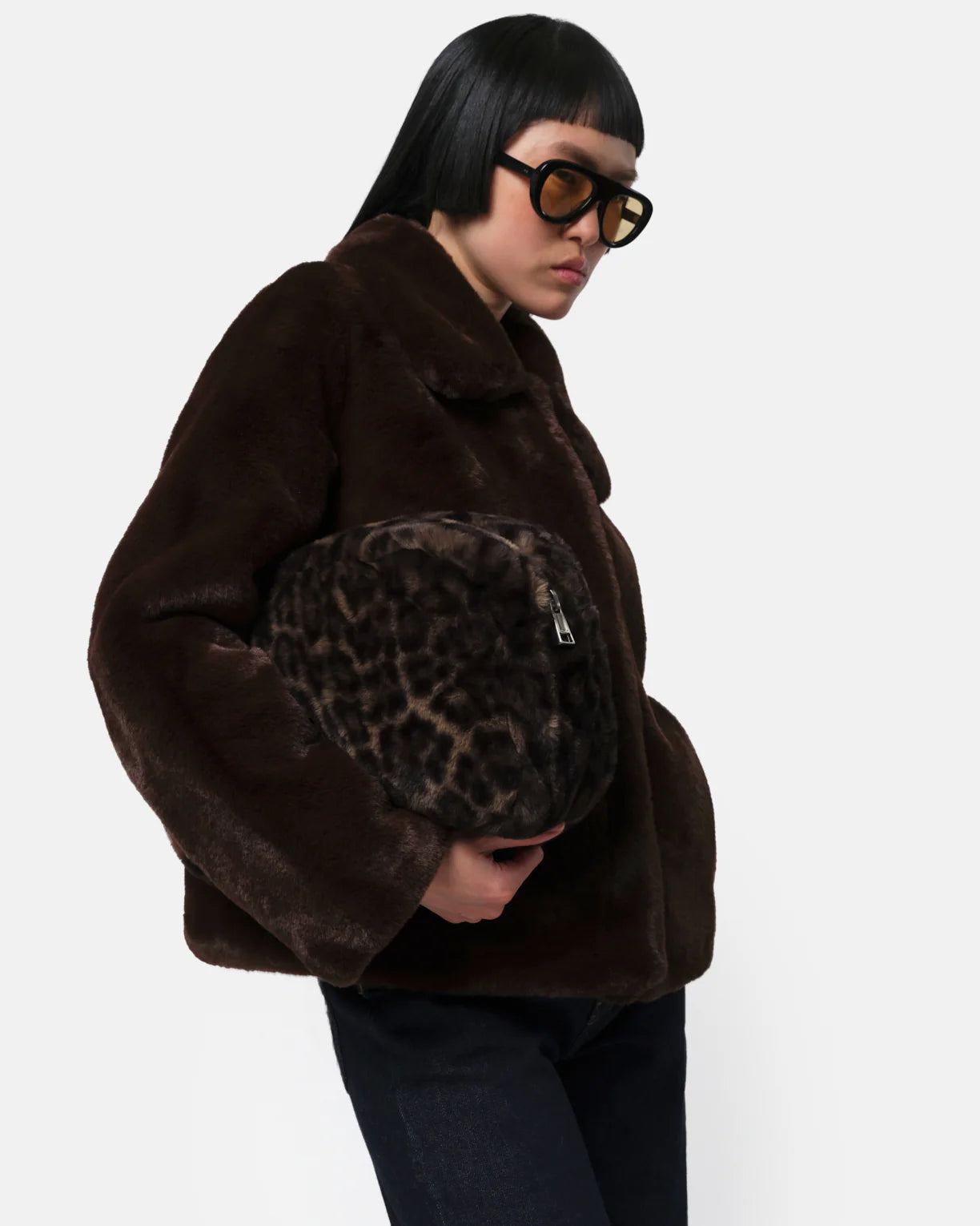 Elis Faux Fur Coat - Espresso - Apparis
