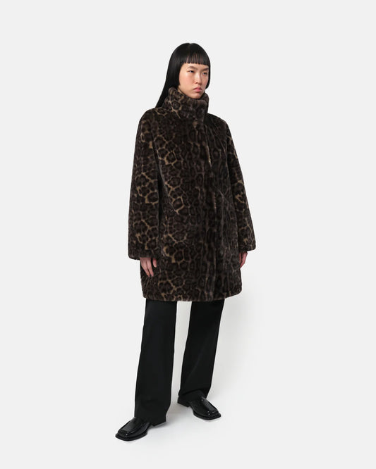 Blair Faux Fur Coat - Dark Leopard - Apparis