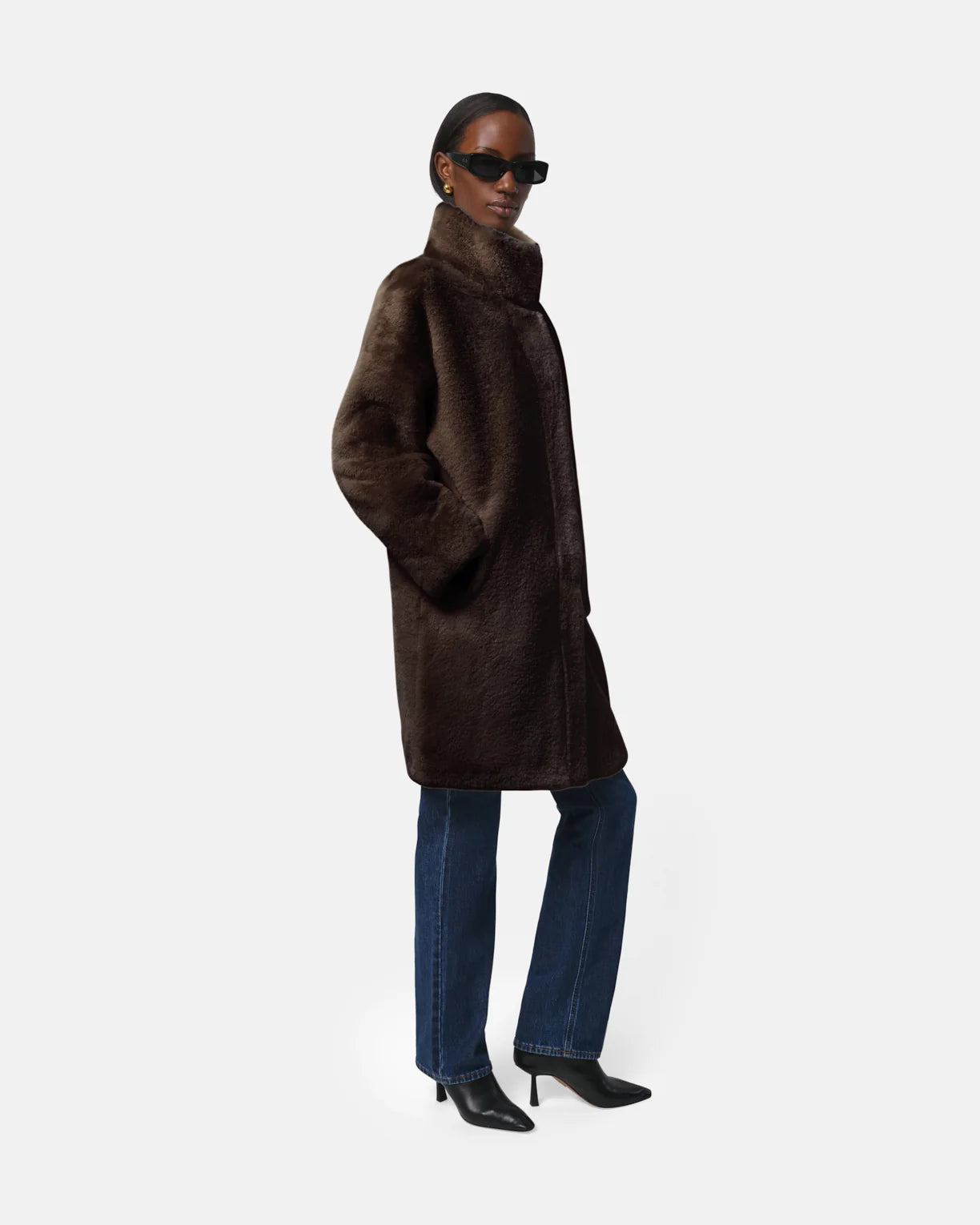 Blair Faux Fur Coat - Espresso - Apparis