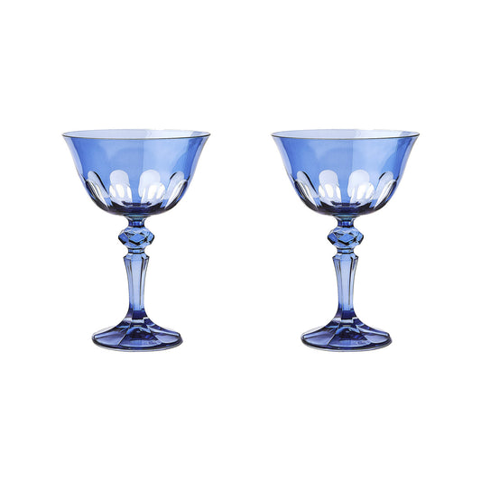 Rialto Coupe Glass - Blue - Set of 2 - Sir/Madam