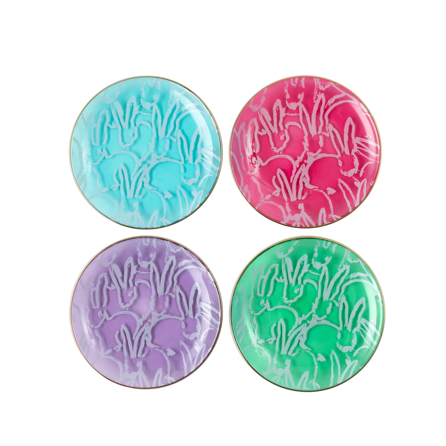 Lucky Charm Glass Plates Set of 4 - Hunt Slonem Hop Up Shop