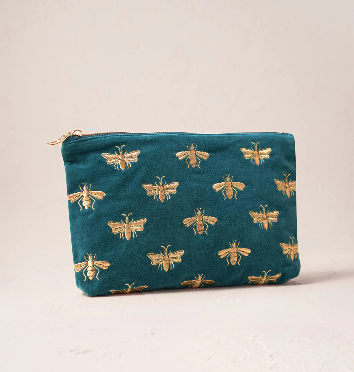 Honey Bee Rich Blue Velvet Everyday Pouch - Elizabeth Scarlett
