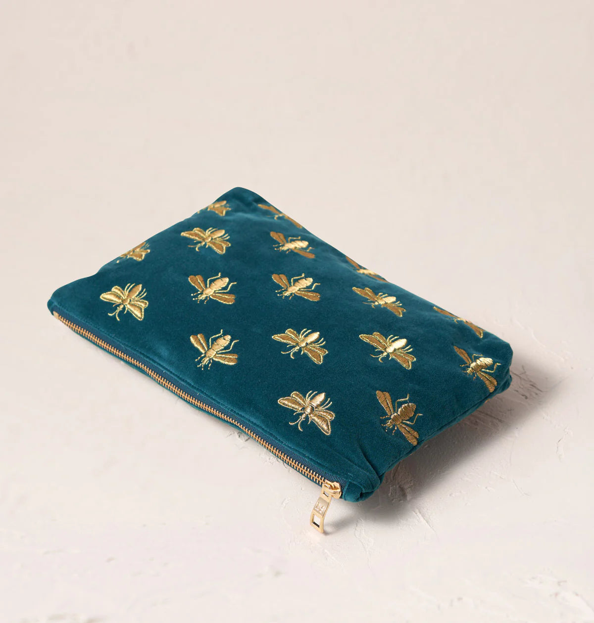 Honey Bee Rich Blue Velvet Everyday Pouch - Elizabeth Scarlett