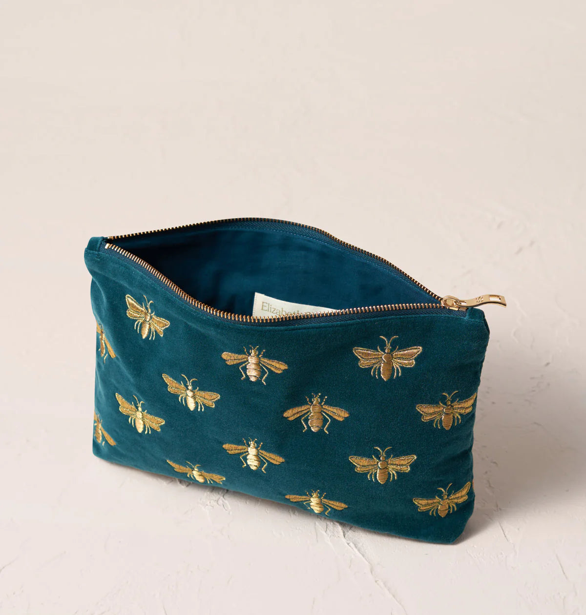 Honey Bee Rich Blue Velvet Everyday Pouch - Elizabeth Scarlett