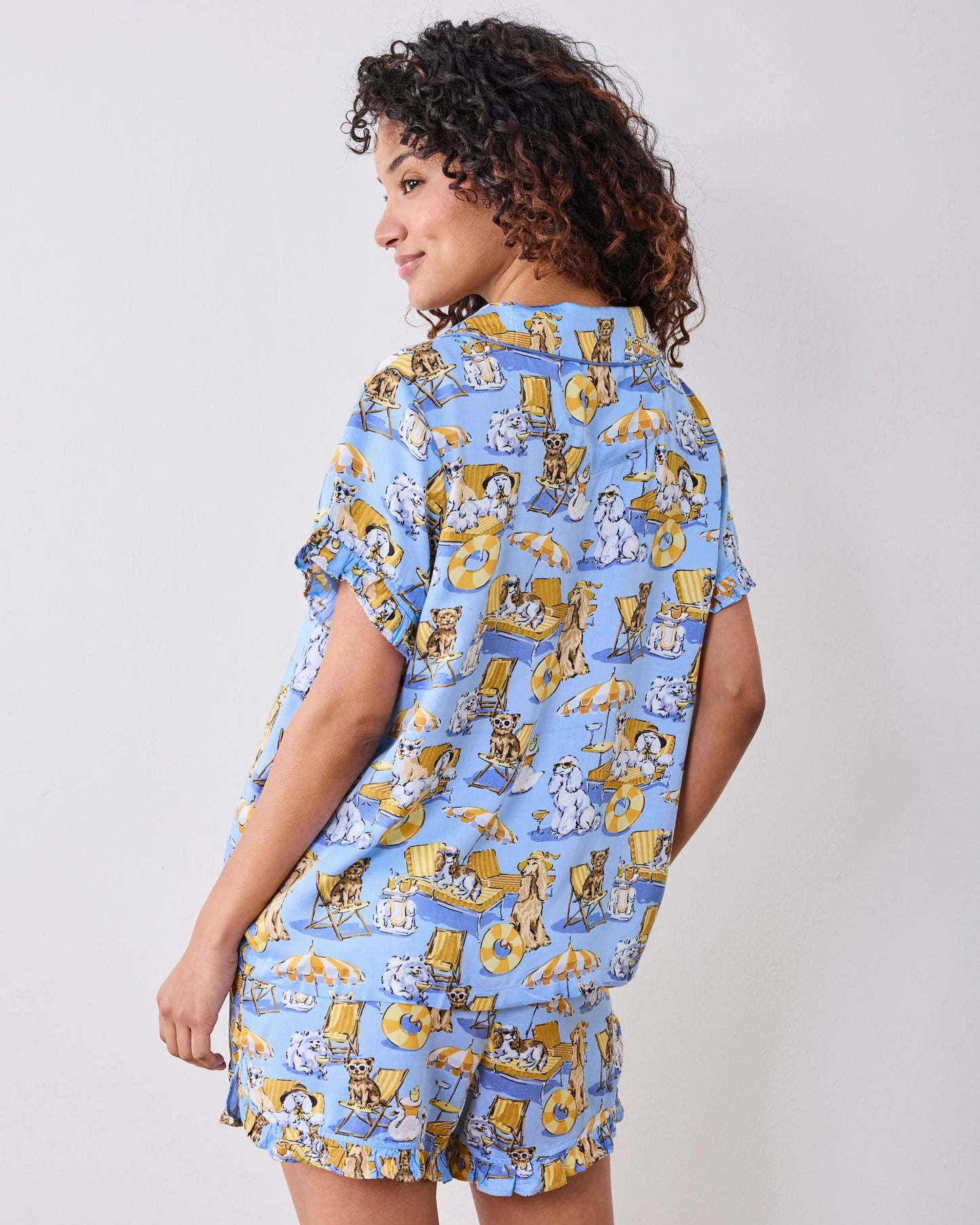 Eco Satin Ruffle Set in Palm Royale Pooches - Printfresh