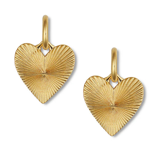 Small Ribbed Heart of Gold Huggies - Hart Jewelry
