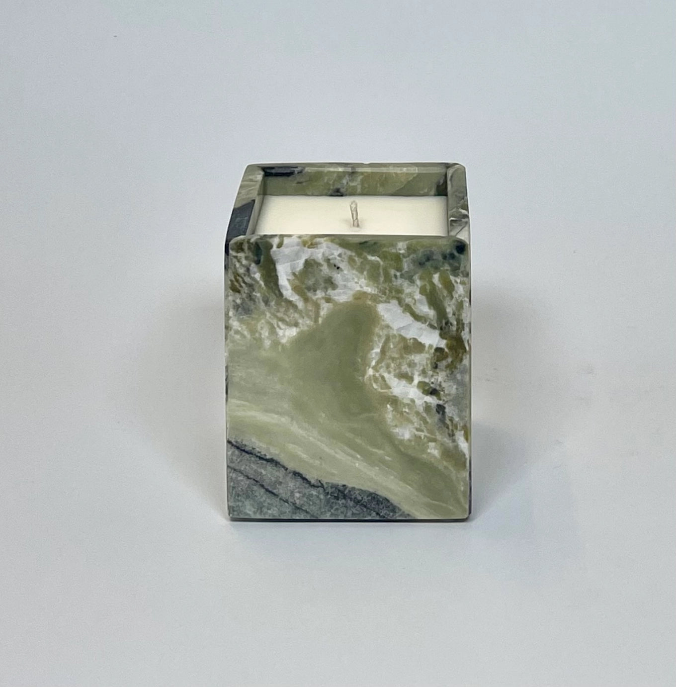 Wood Sage + Sea Salt Inspired Marble Candle - Green - Standard Wax