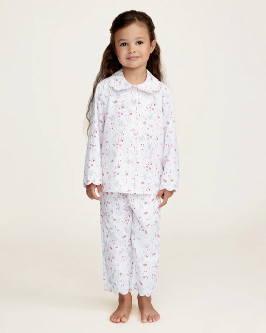 Kid's Twill Colette Pajama Set in Love Song - Petite Plume