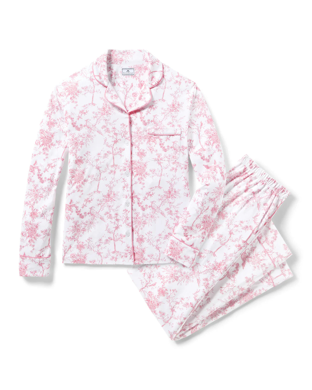 Women's Pima Pajama in Pink Timeless Toile - Petite Plume