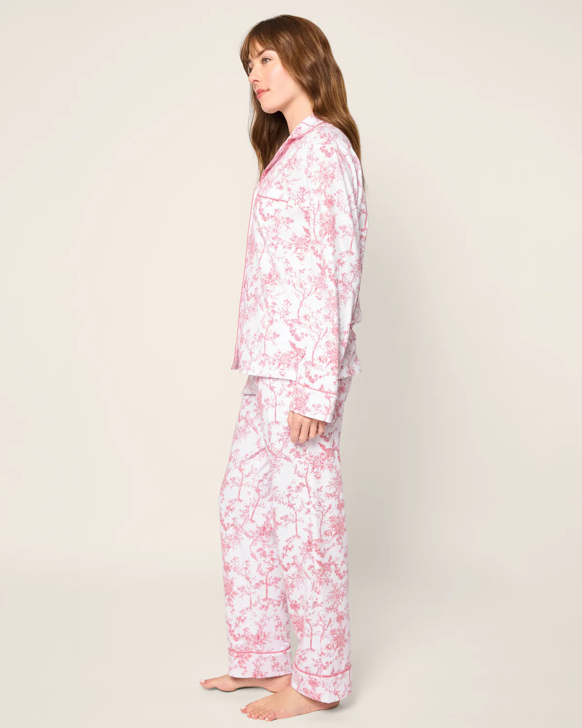 Women's Pima Pajama in Pink Timeless Toile - Petite Plume