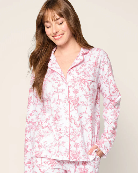 Women's Pima Pajama in Pink Timeless Toile - Petite Plume