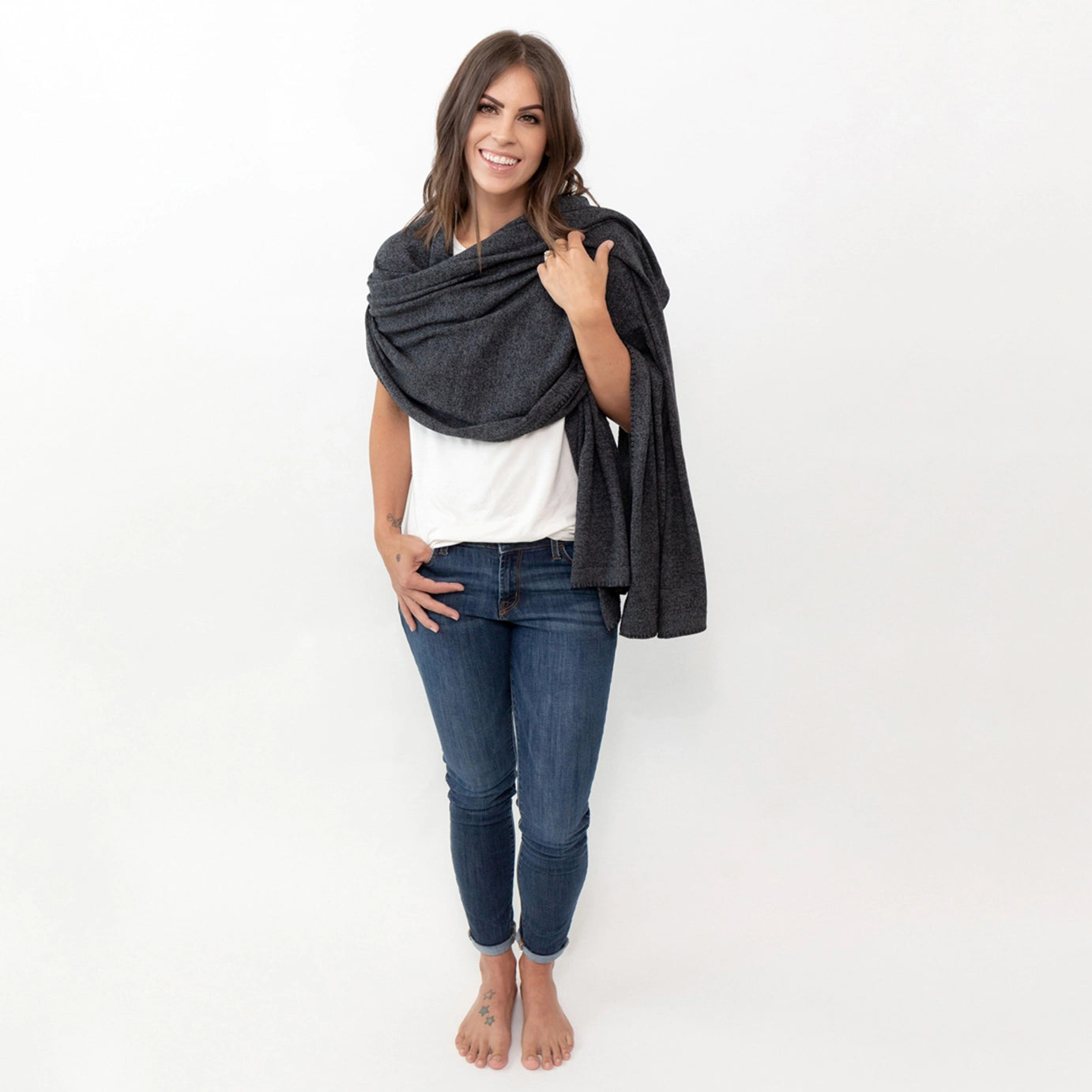 Dreamsoft Organic Cotton Travel Scarf - Graphite - Zestt Organics