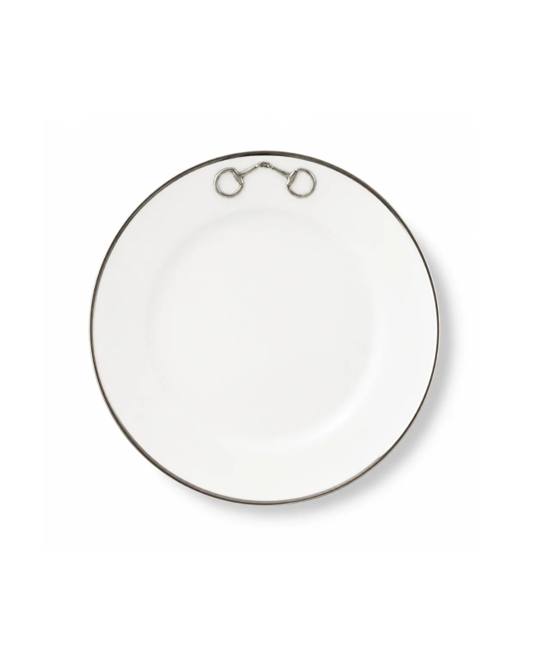 Pewter Bit Bone China Round Dinner Plate Platinum Rim