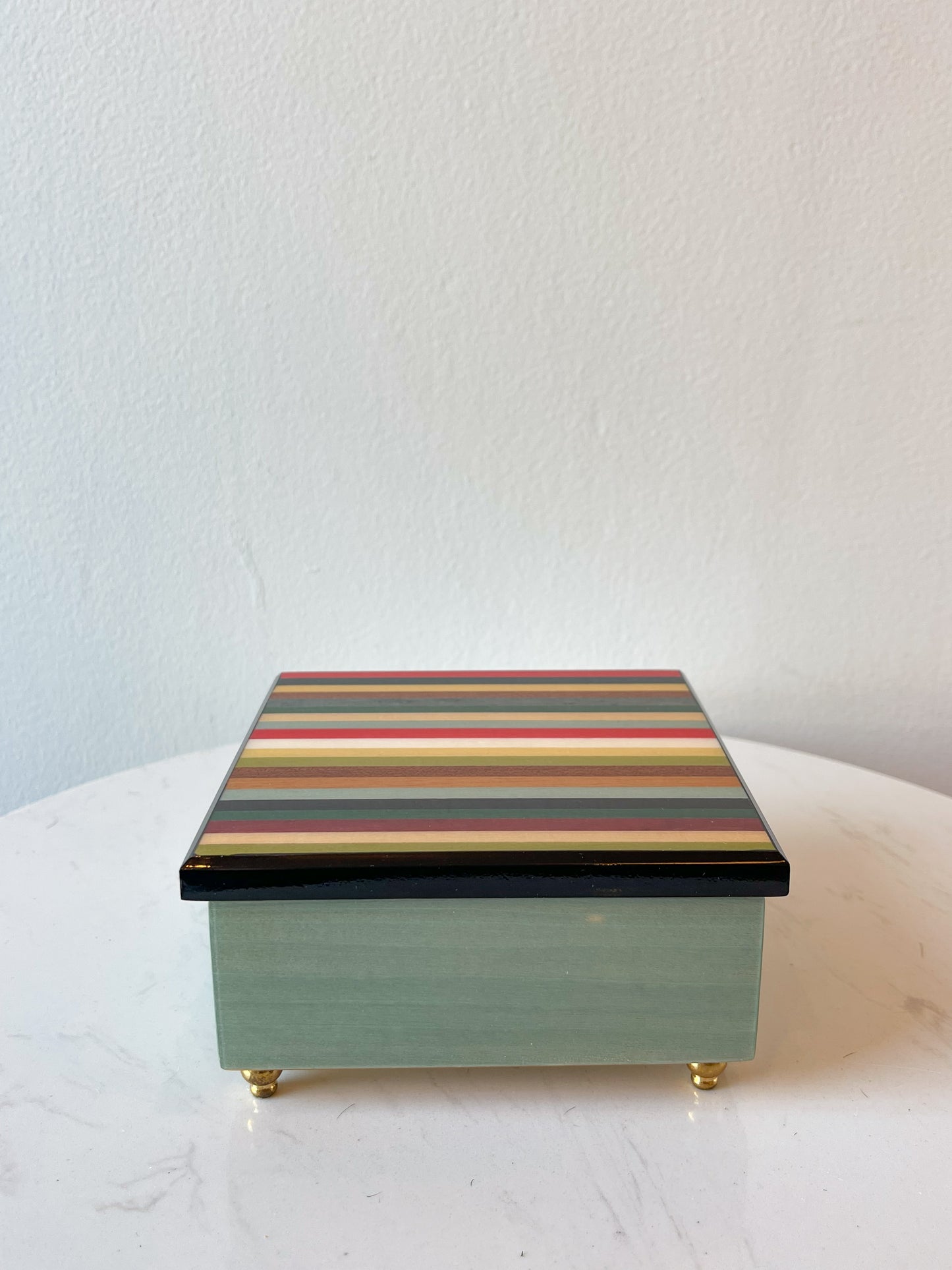 Stripe Wooden Inlaid Music Box - Made in Sorrento, Italy