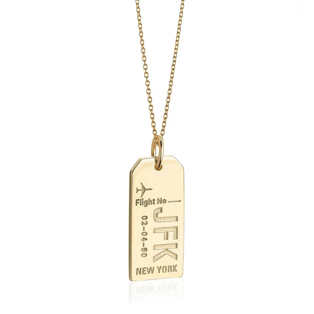 New York JFK Luggage Tag Charm - Gold Vermeil - Jet Set Candy