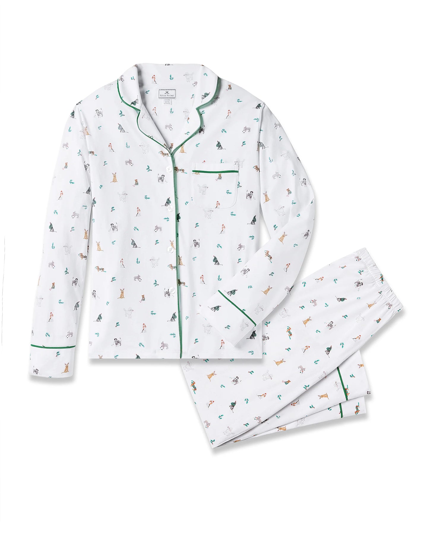 Women's Pima Pajama Set in Jingle Paws - Petite Plume