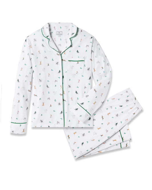 Women's Pima Pajama Set in Jingle Paws - Petite Plume