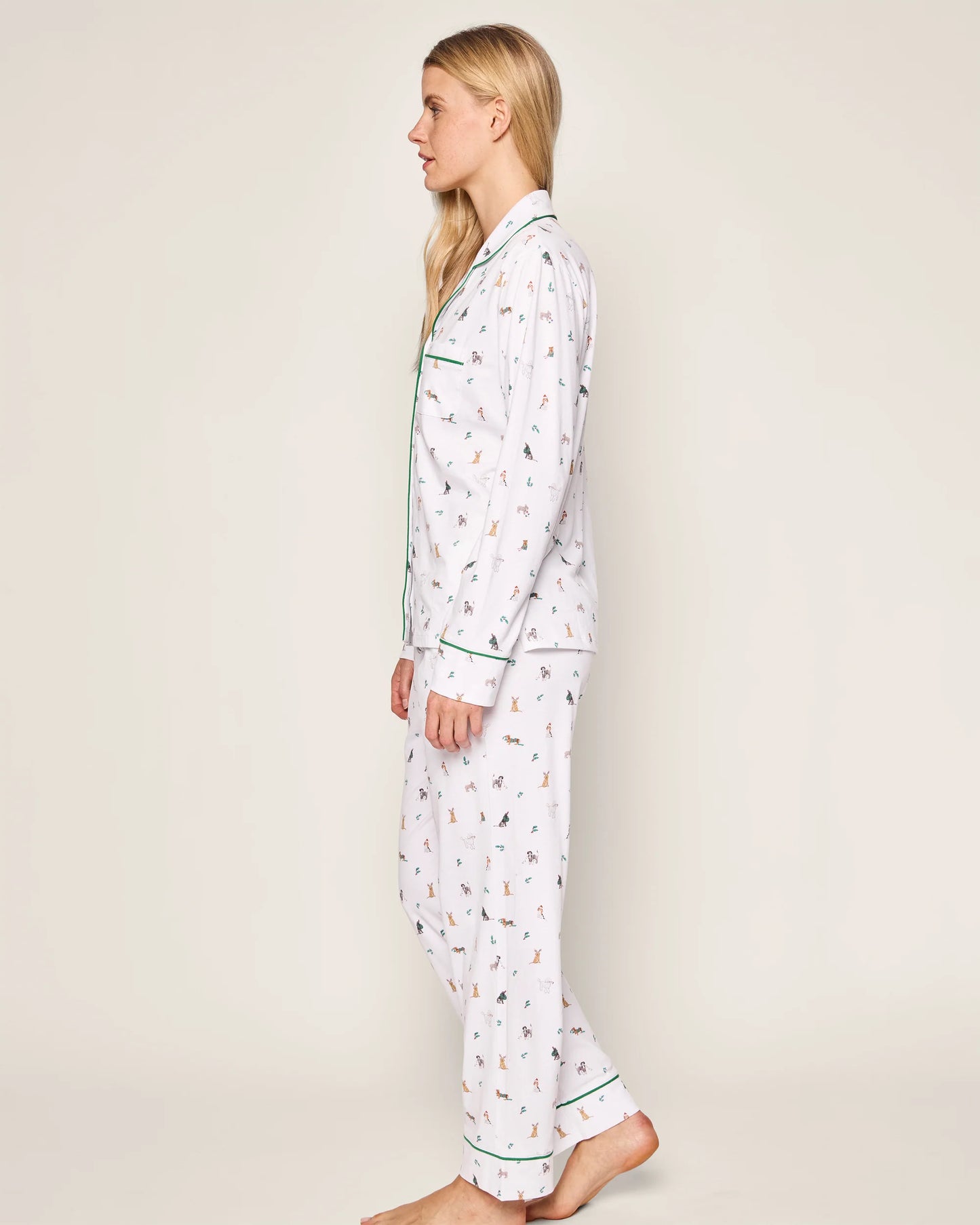 Women's Pima Pajama Set in Jingle Paws - Petite Plume