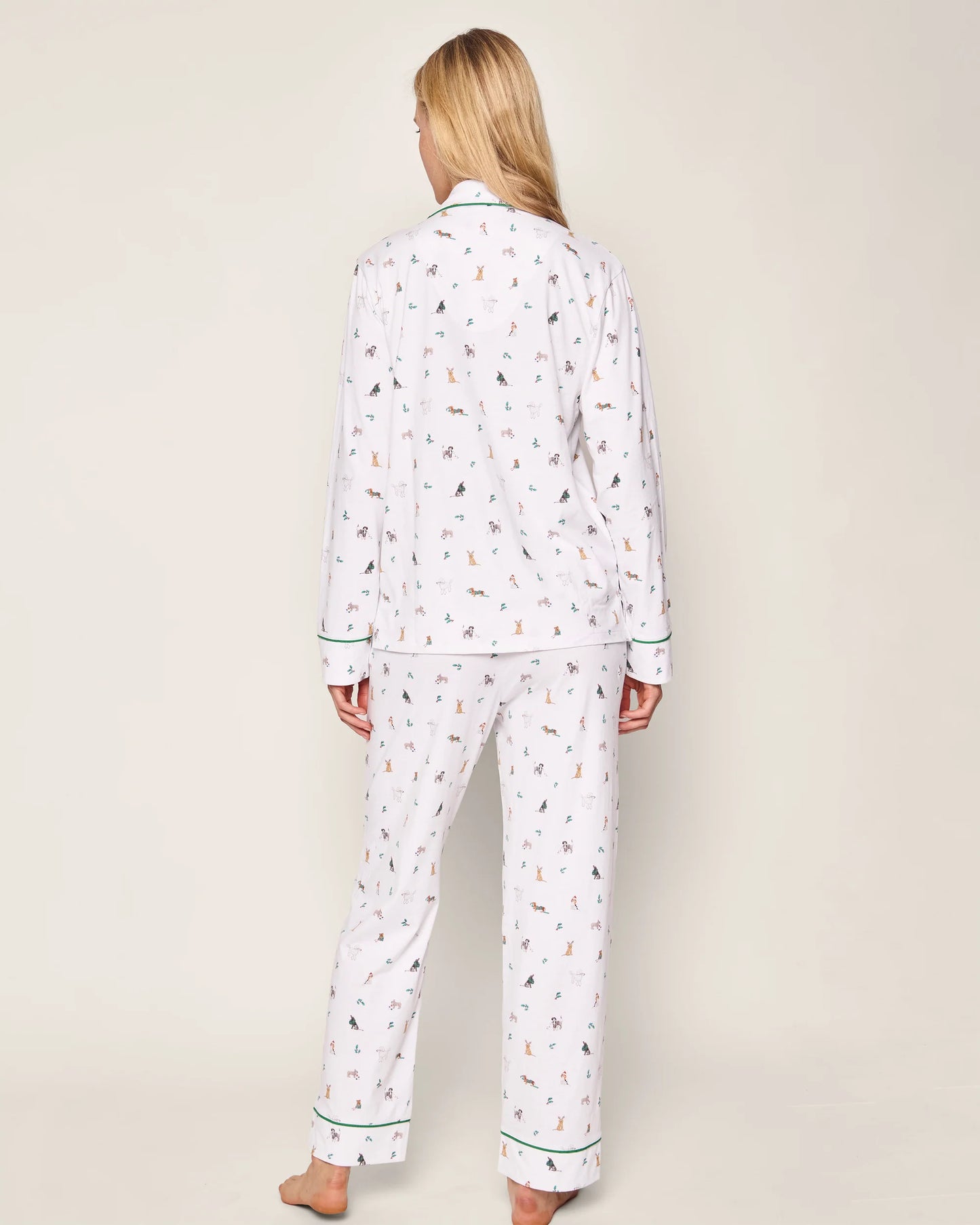 Women's Pima Pajama Set in Jingle Paws - Petite Plume