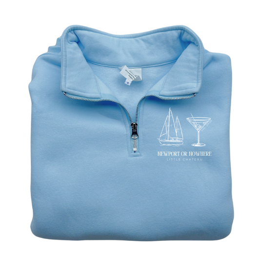 PREORDER ONLY: Newport or Nowhere Martini Sailboat Quarter Zip Crew - Light Blue