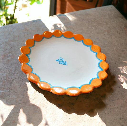 La Dolce Vita Scalloped Dessert Plate - Orange - Caitlin Rounds (Copy)