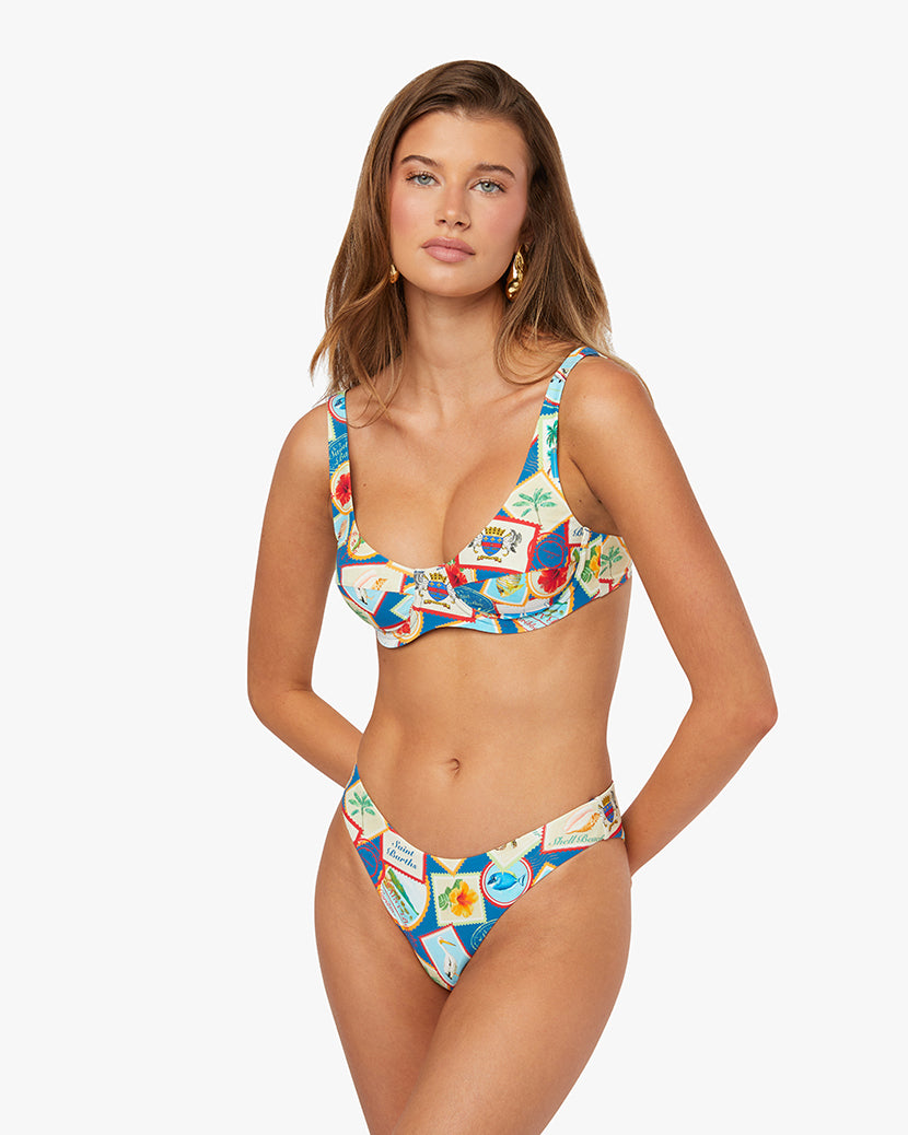 Postage Stamp Scoop Bikini Underwire Top - We Wore What