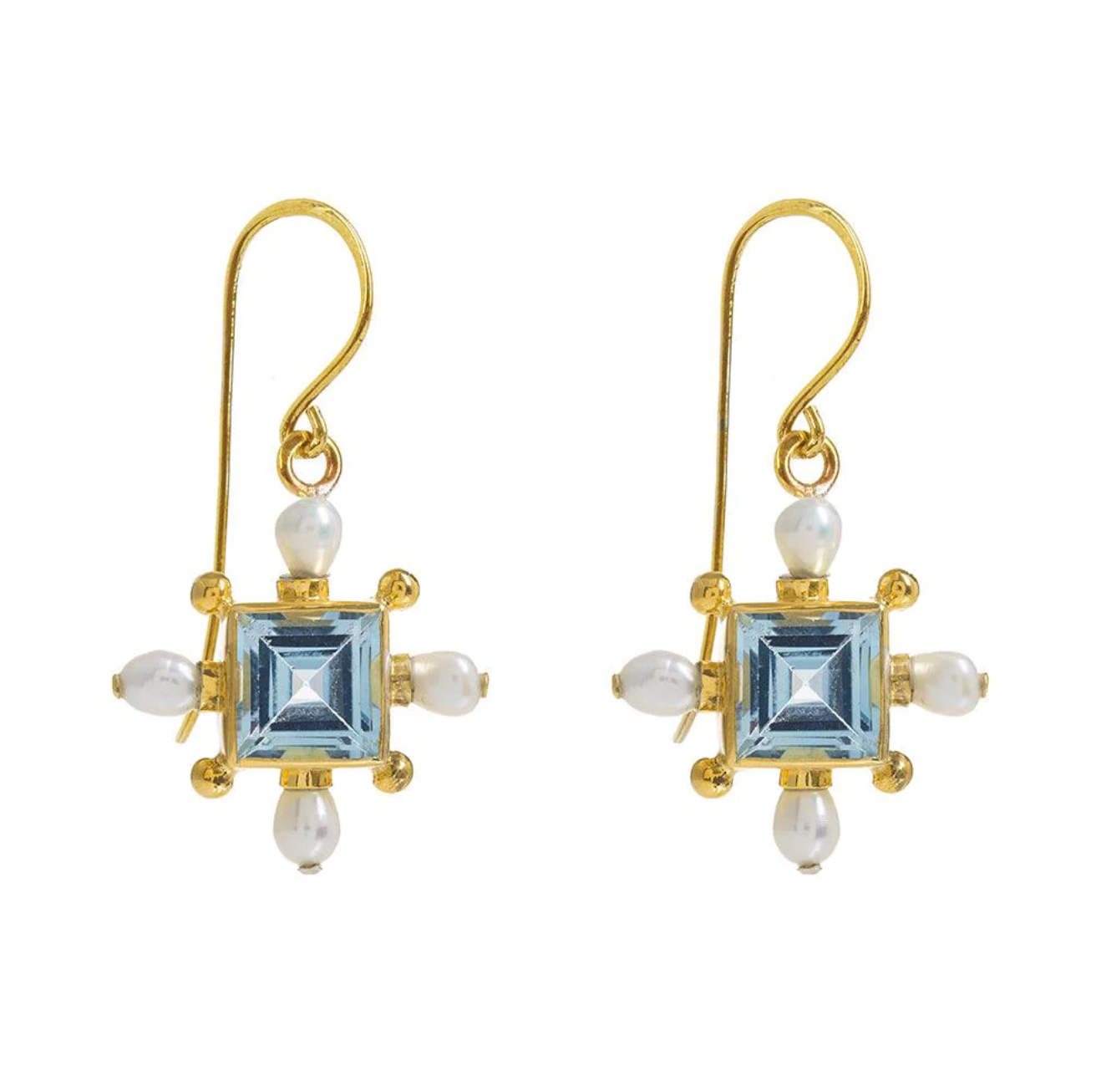 Blue Topaz Cross Earrings - Freya Rose