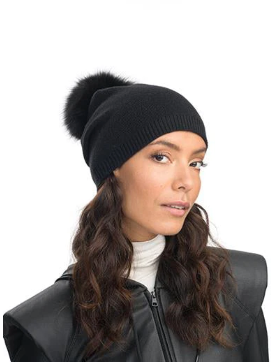 Cashmere Beanie with Detachable Pom - ALL COLORS