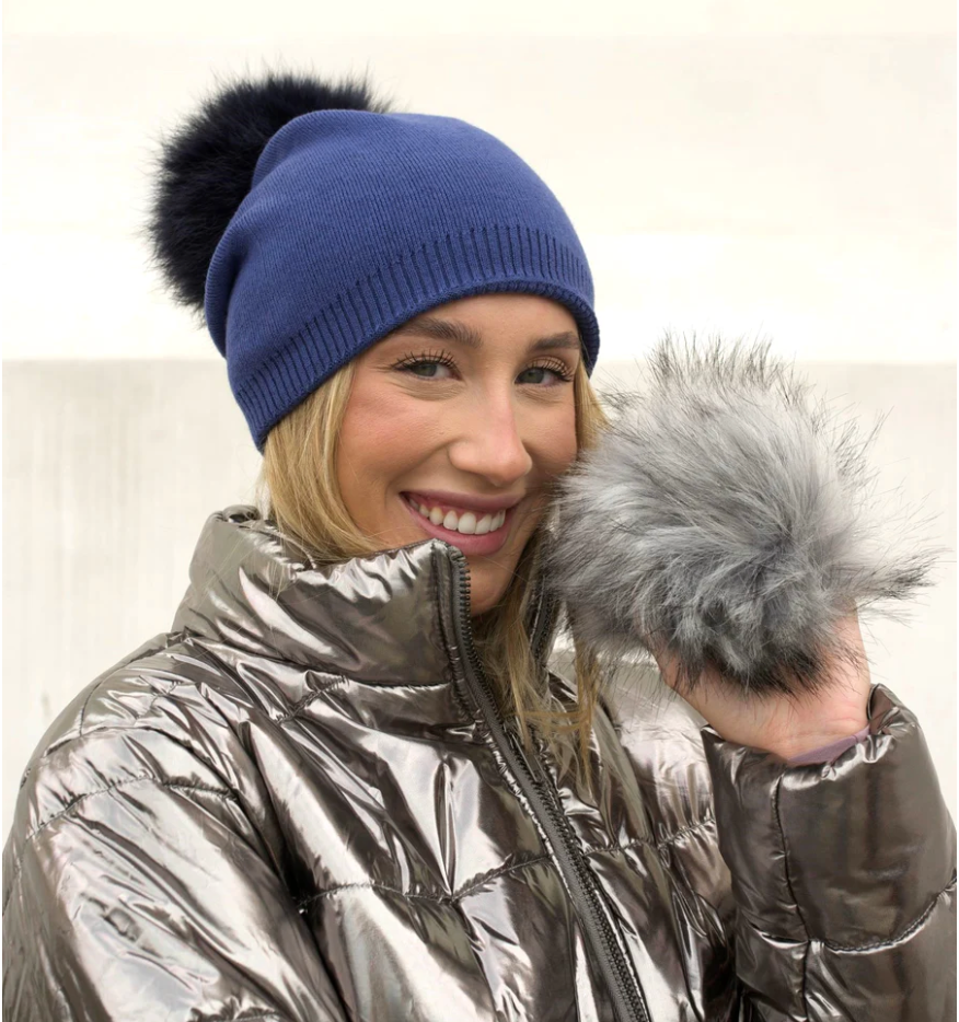 Cashmere Beanie with Detachable Pom - ALL COLORS