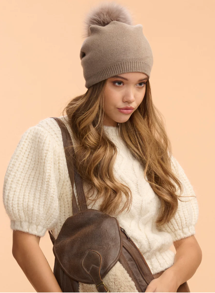 Cashmere Beanie with Detachable Pom - ALL COLORS