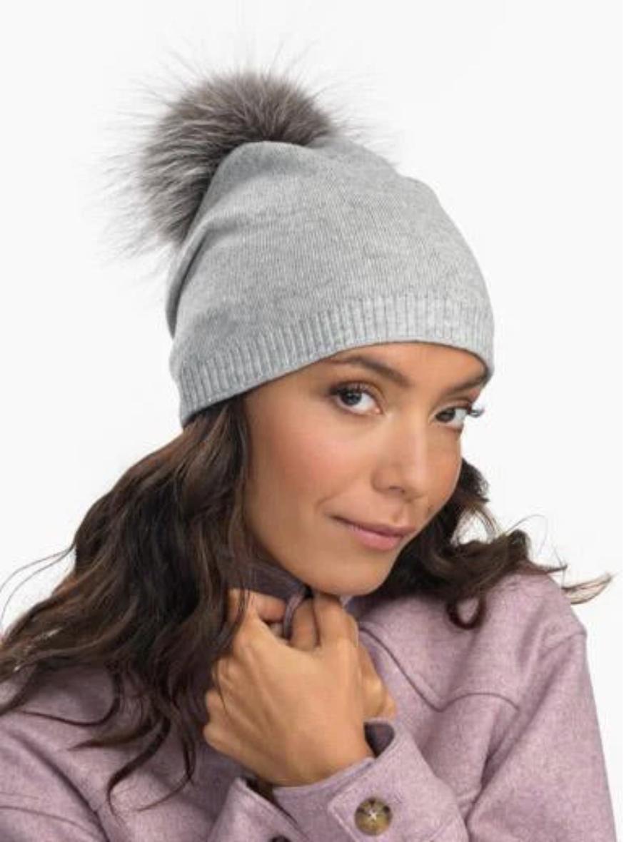 Cashmere Beanie with Detachable Pom - ALL COLORS