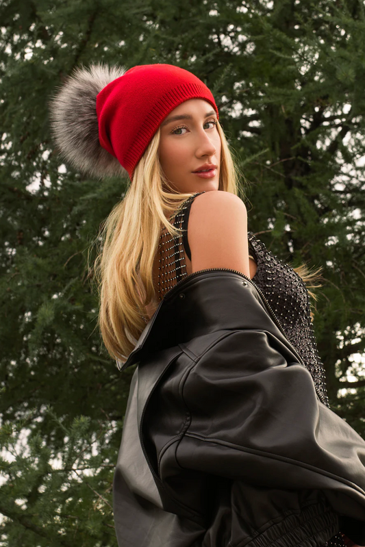 Cashmere Beanie with Detachable Pom - ALL COLORS