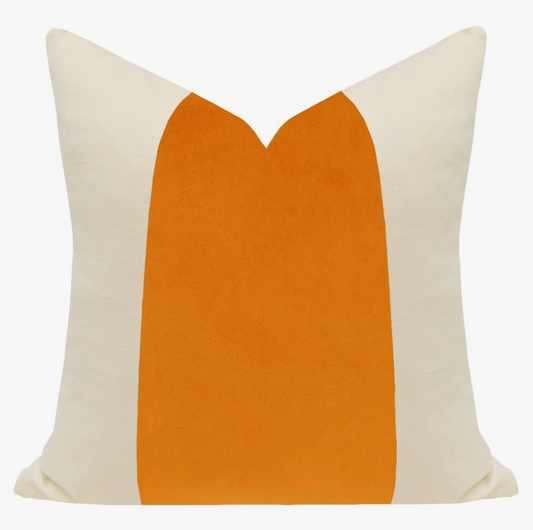 Orange 22x22 Velvet Panel Pillow - Laura Park