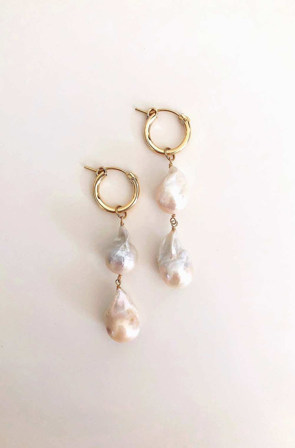 Lustre Double Baroque Mini Hoop Earrings - Christine Elizabeth Jewelry