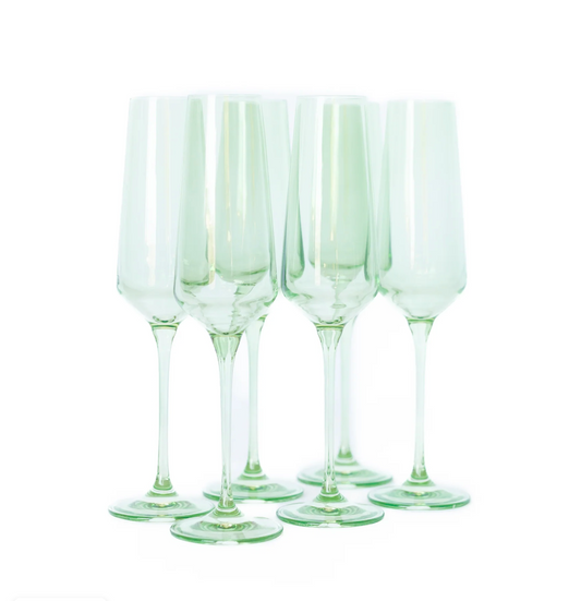 Colored Champagne Flute - Mint Green - Estelle Colored Glass (Set of 6)