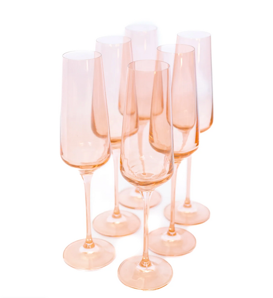 Colored Champagne Flute - Blush - Estelle Colored Glass (Set of 6)