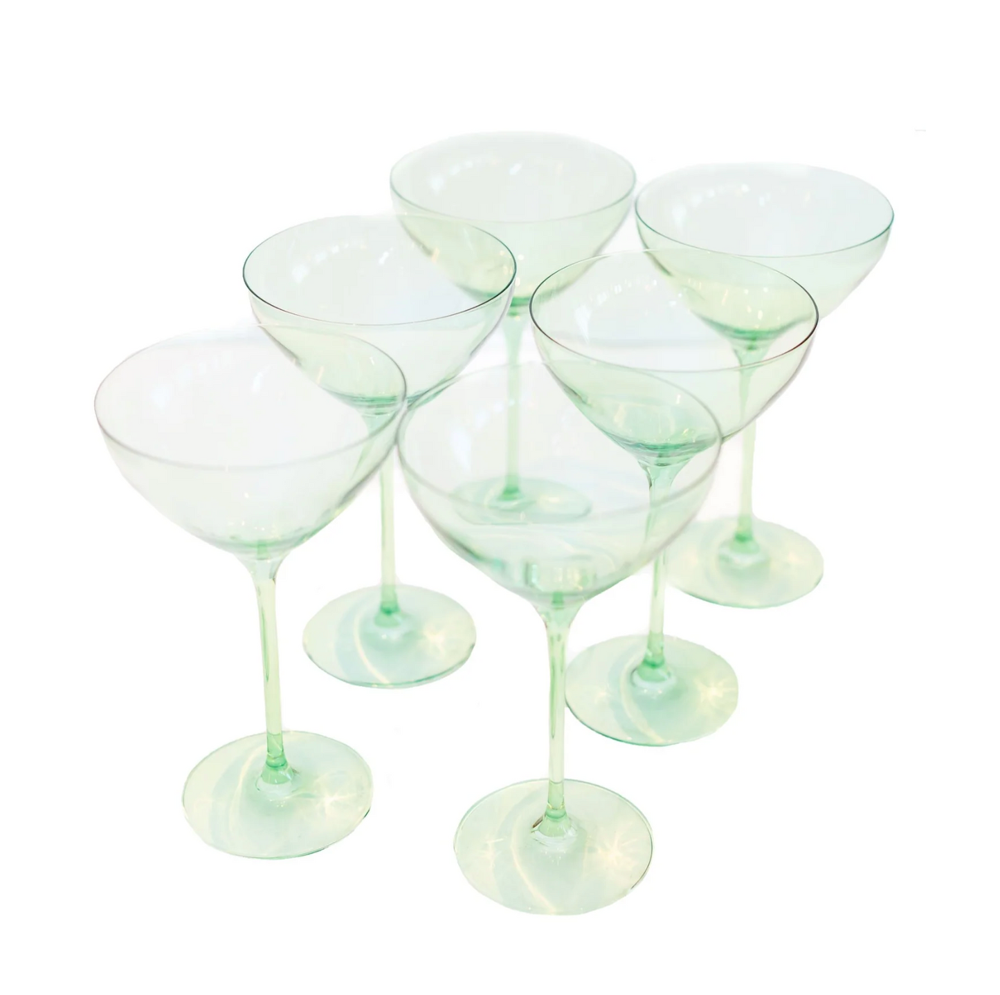 Colored Martini Glass - Mint Green - Estelle Colored Glass (Set of 6)