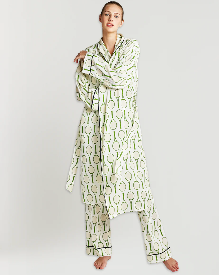 Tennis Time Robe - Green/White - Katie Kime