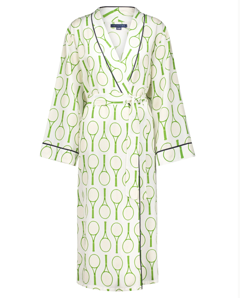 Tennis Time Robe - Green/White - Katie Kime